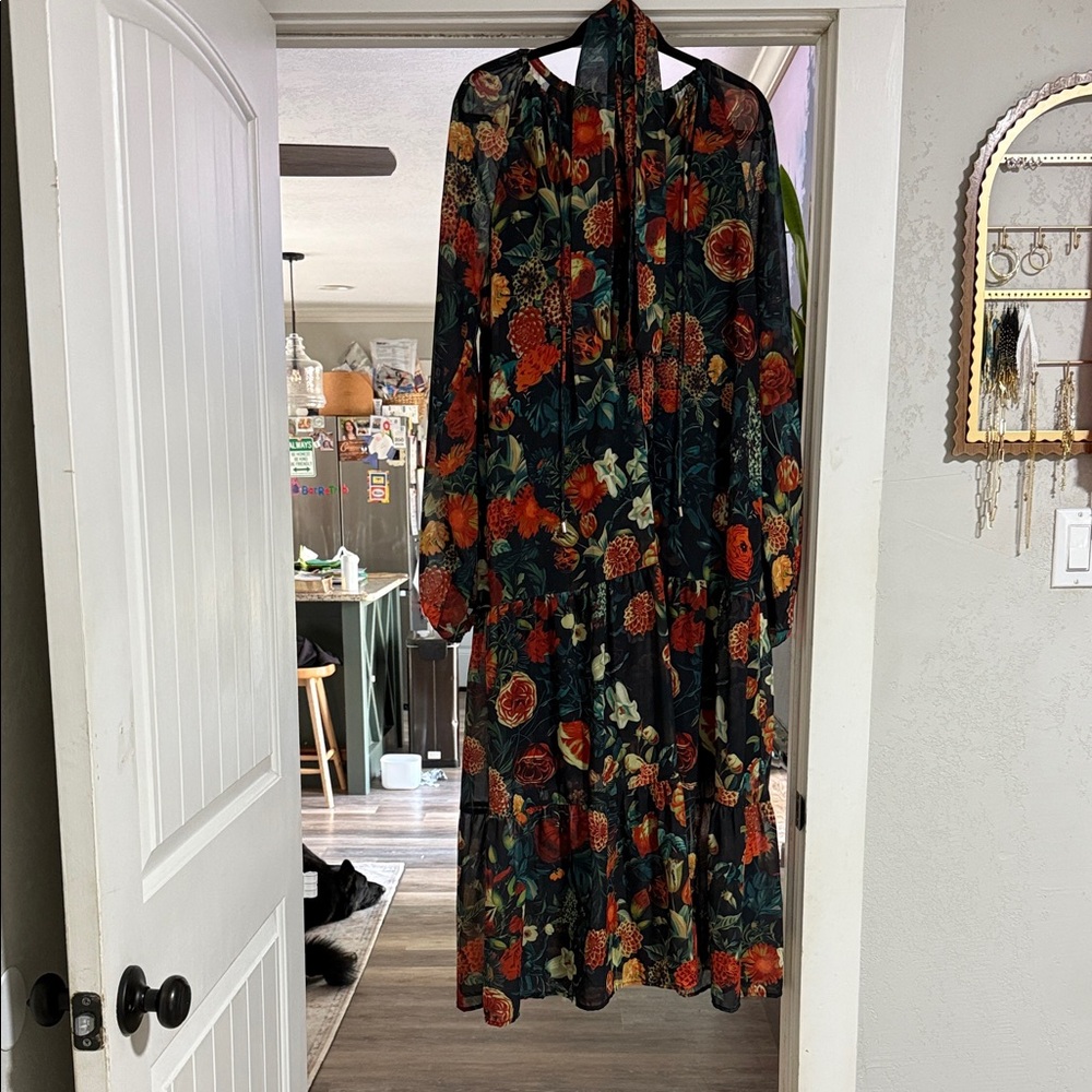 Ivy City Co Floral Maxi Dress - Black and Red